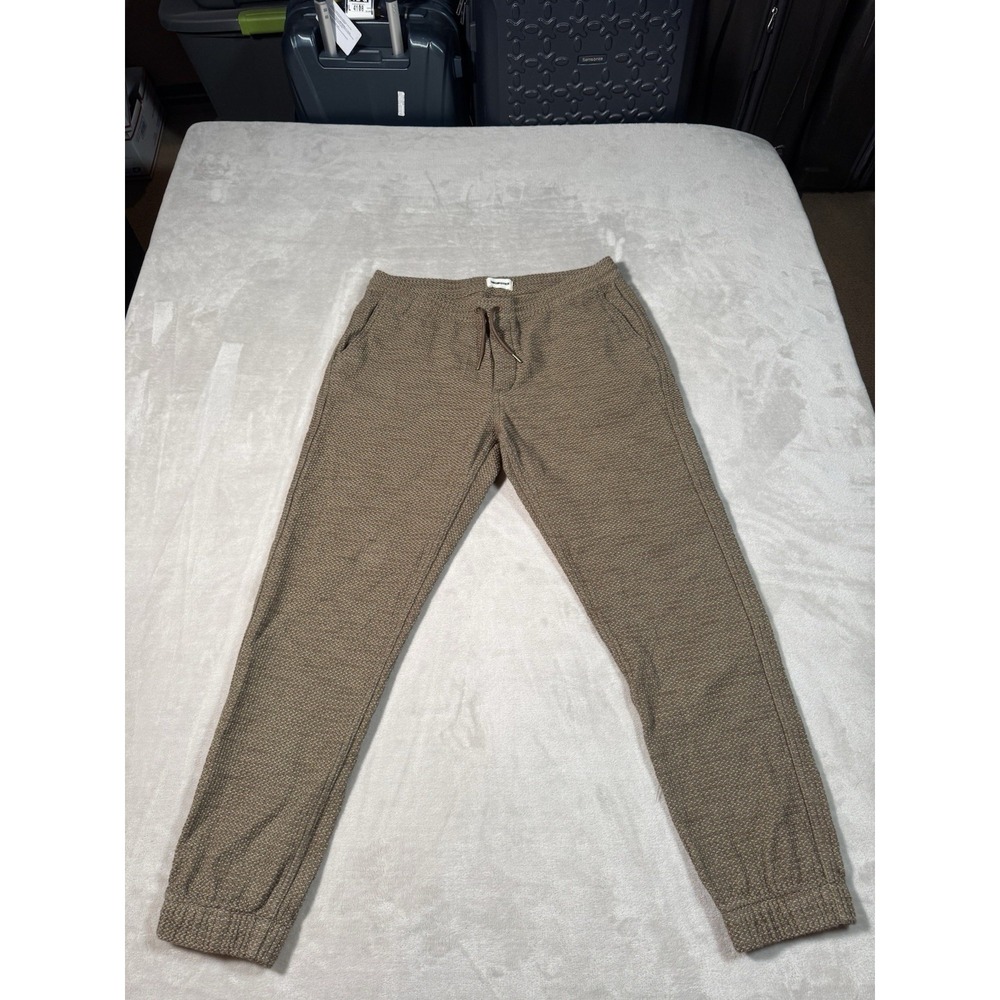 Taylor Stitch Apres Pant Mens Large Brown Olive Waffle Knit Jogger Elastic Waist